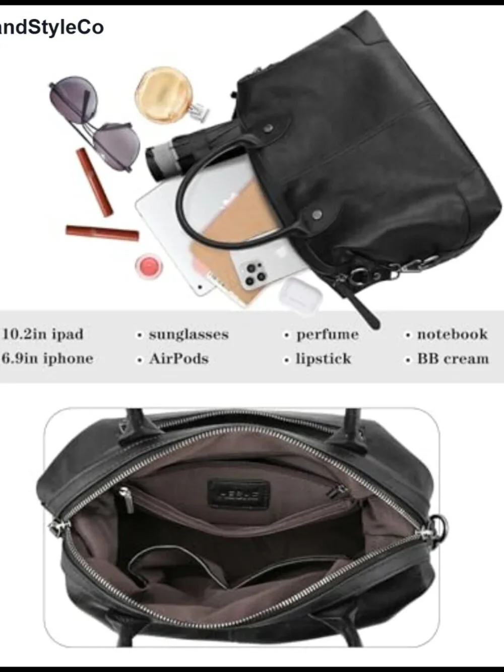 Genuine Leather Satchel Tote Bag Women Large Capacity Top Handle Handbag